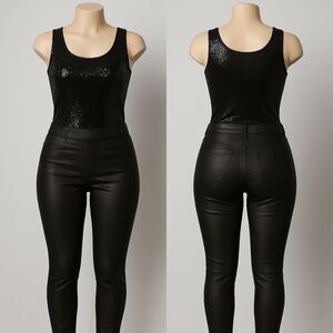 H&M Coated Black Pull-On Cotton Blend Stretch Leggings Pants – Size 6